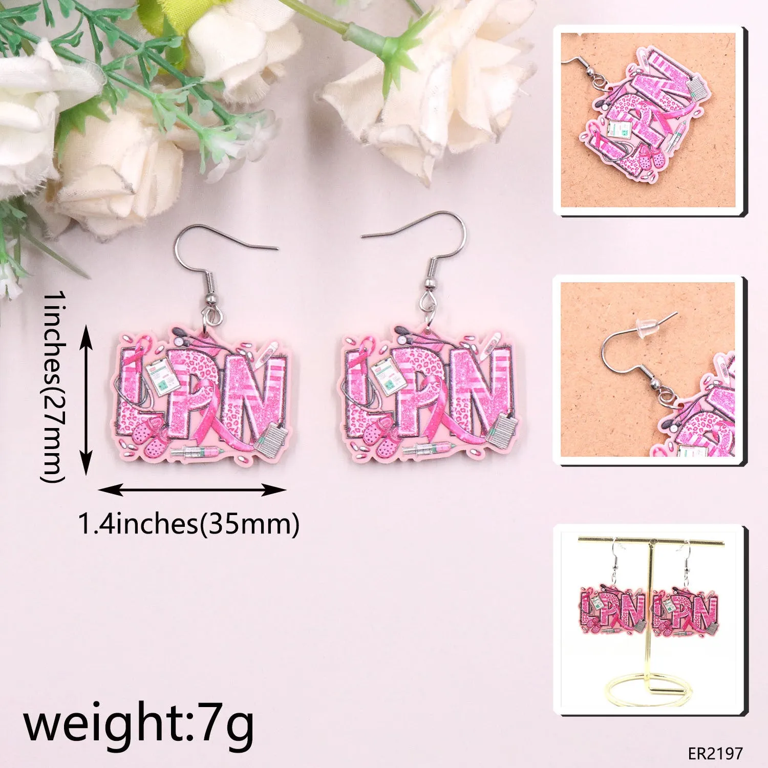 Wholesale Nurse Nursing Science LPN Acrylic Earrings