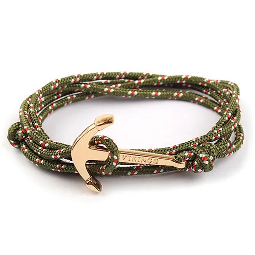 Wholesale Nylon Rope Alloy Anchor Bracelet