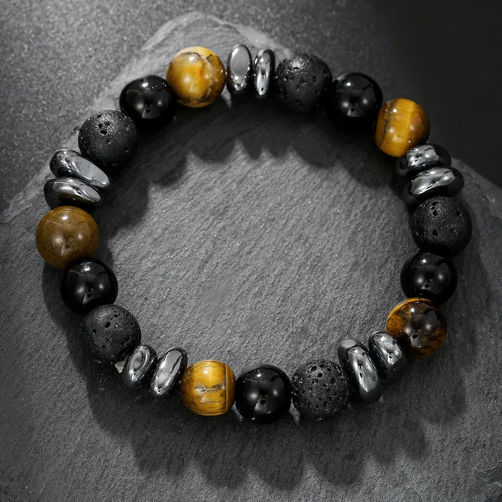 Wholesale Obsidian Cross Billiard Bracelet Beaded Bracelet
