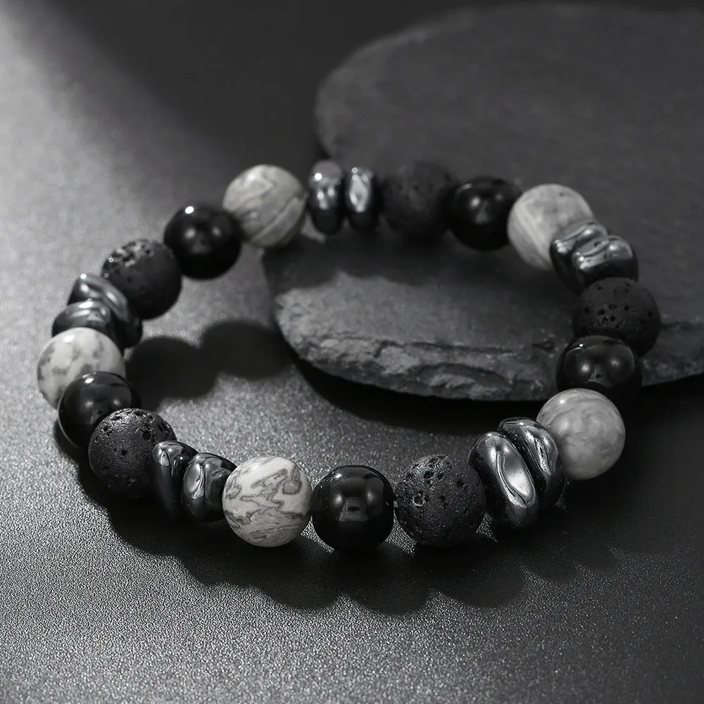 Wholesale Obsidian Cross Billiard Bracelet Beaded Bracelet