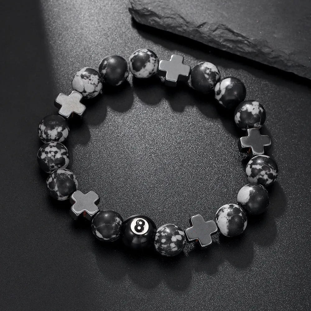 Wholesale Obsidian Cross Billiard Bracelet Beaded Bracelet
