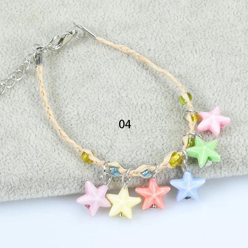 Wholesale Ocean Collection Clover Braided Macaron Colors Bracelet