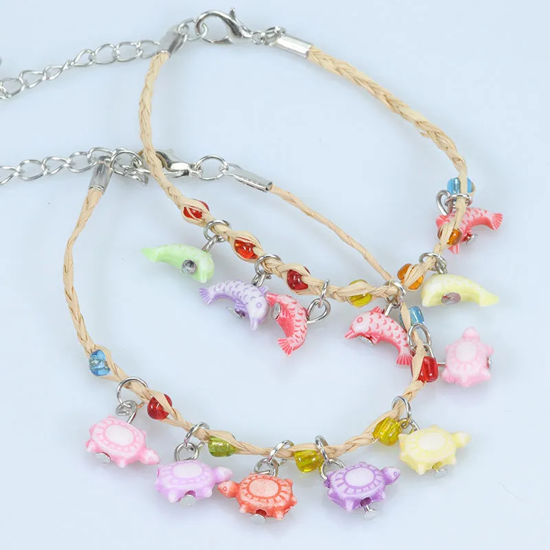 Wholesale Ocean Collection Clover Braided Macaron Colors Bracelet