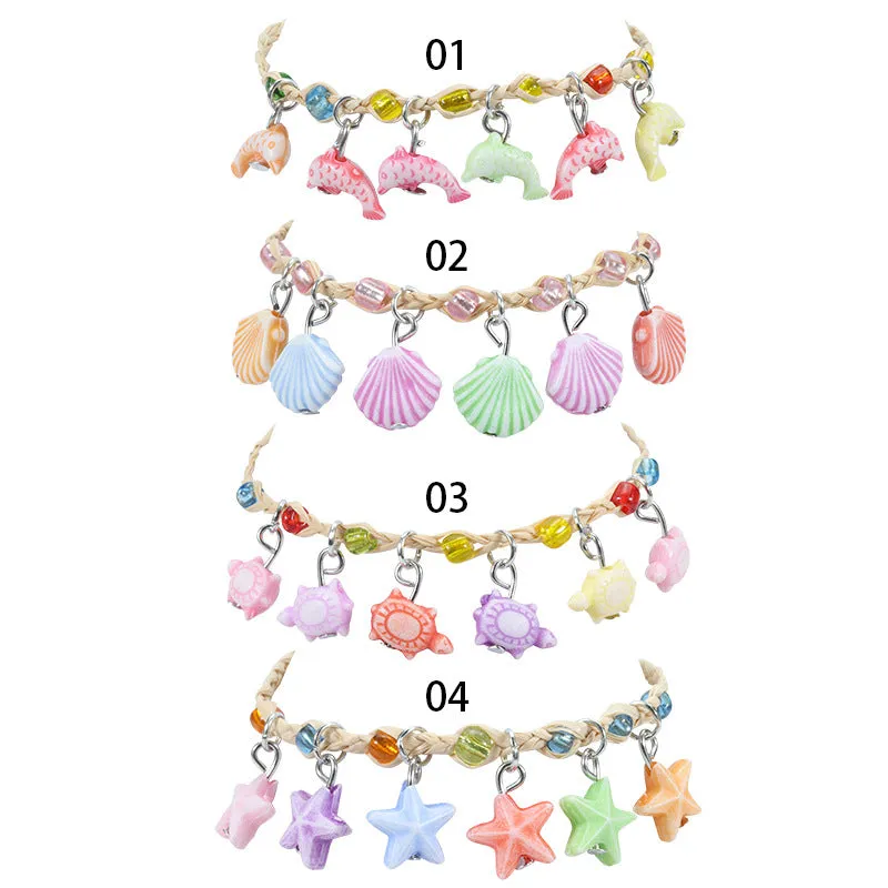 Wholesale Ocean Collection Clover Braided Macaron Colors Bracelet