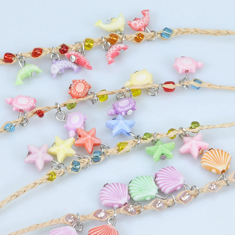 Wholesale Ocean Collection Clover Braided Macaron Colors Bracelet