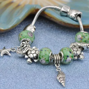 Wholesale Ocean Style Green Bead Alloy Bracelets