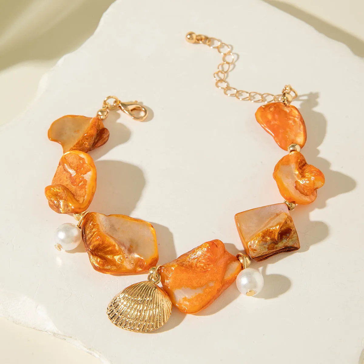 Wholesale Ocean Style Shell Starfish Bracelet Imitation Pearl