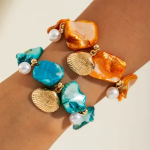 Wholesale Ocean Style Shell Starfish Bracelet Imitation Pearl