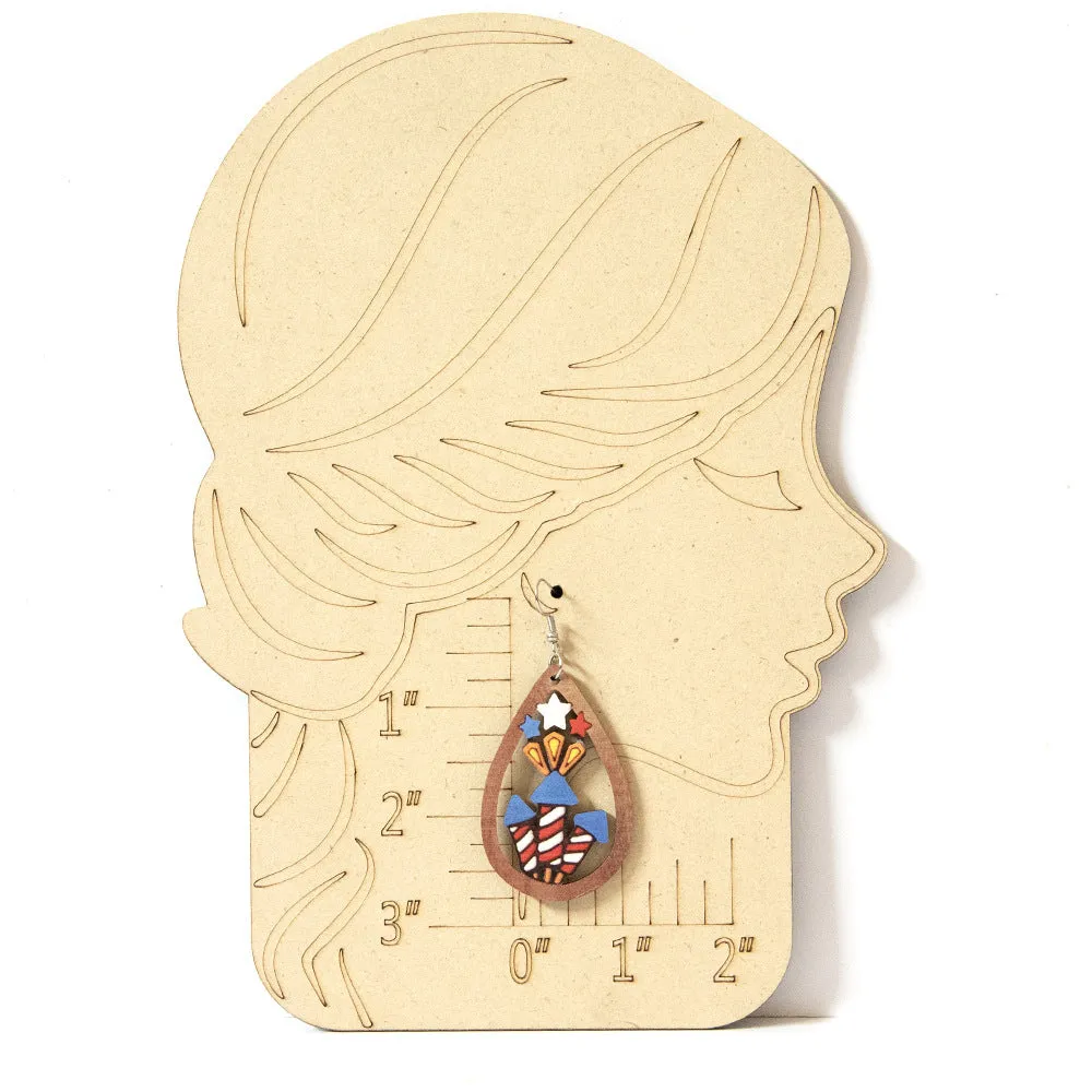 Wholesale of American Independence Day Fireworks Wooden Earrings