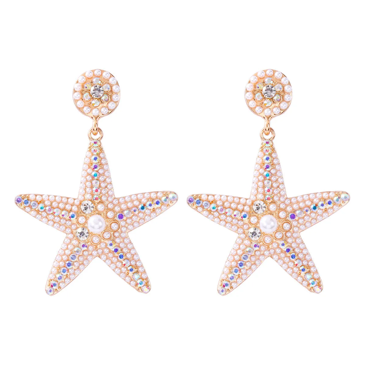 Wholesale of Butterfly Five Pointed Star Pearl Alloy Earrings