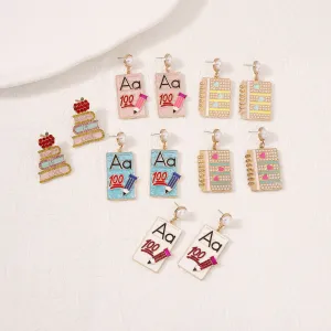 Wholesale of Diamond Alloy Earrings for Starting School Season Books