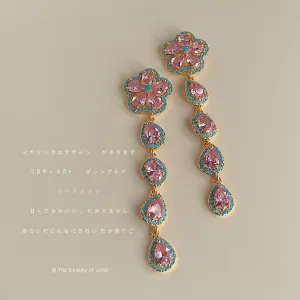 Wholesale of Long Copper Inlaid Zircon Earrings