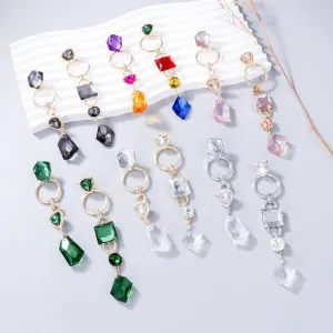 Wholesale of Long Tassel Alloy Glass Earrings