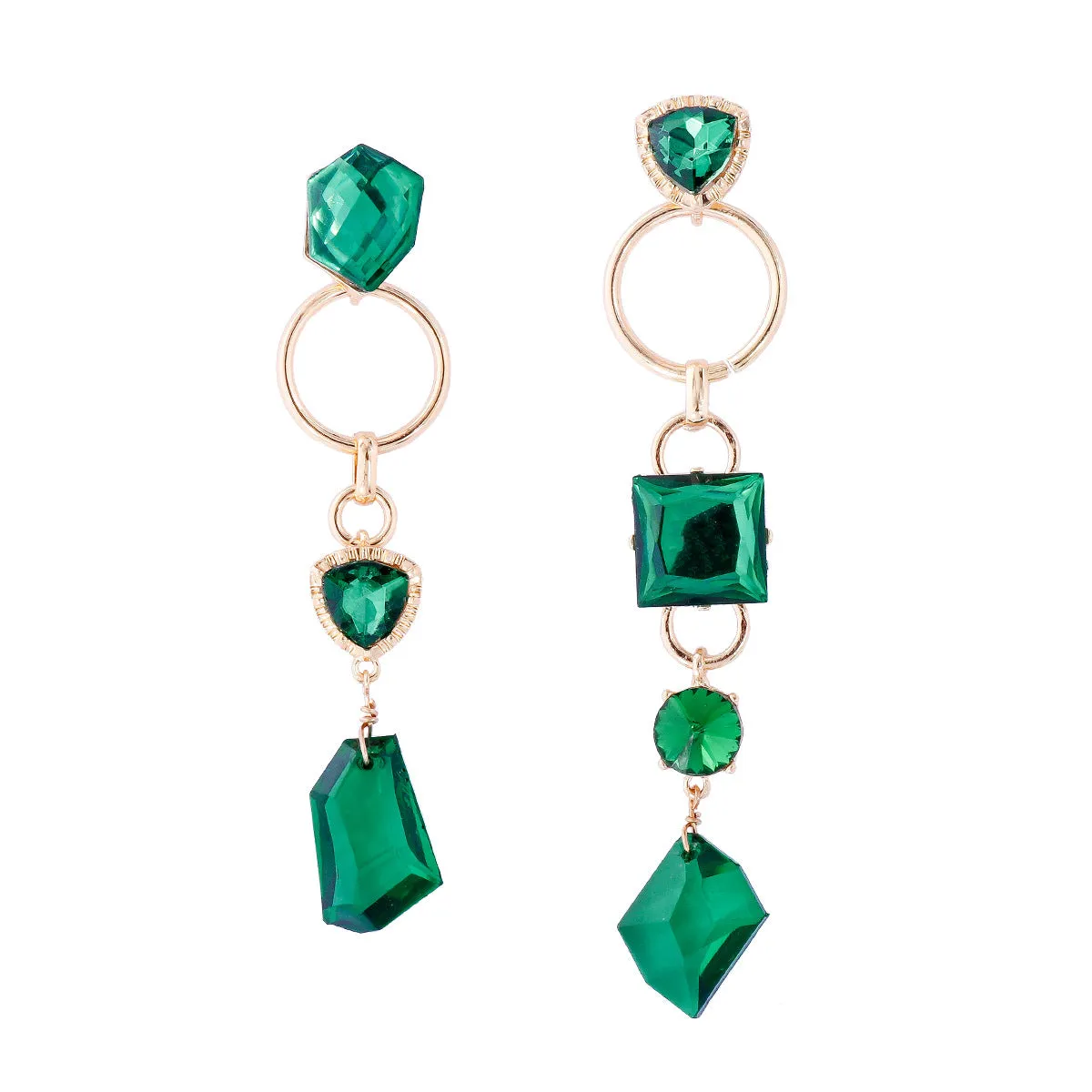 Wholesale of Long Tassel Alloy Glass Earrings