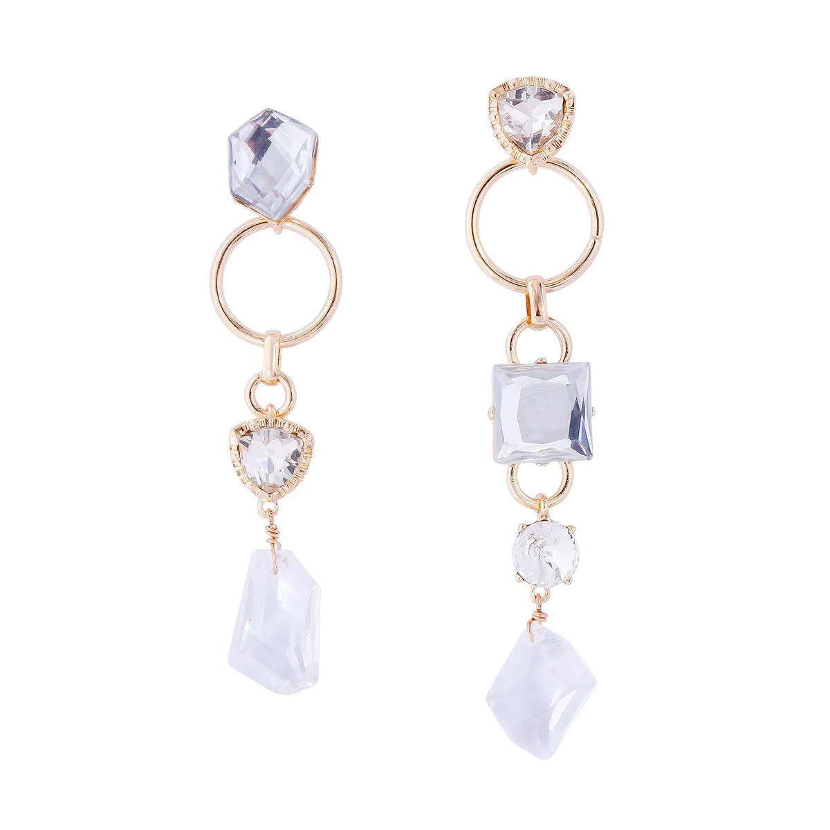 Wholesale of Long Tassel Alloy Glass Earrings