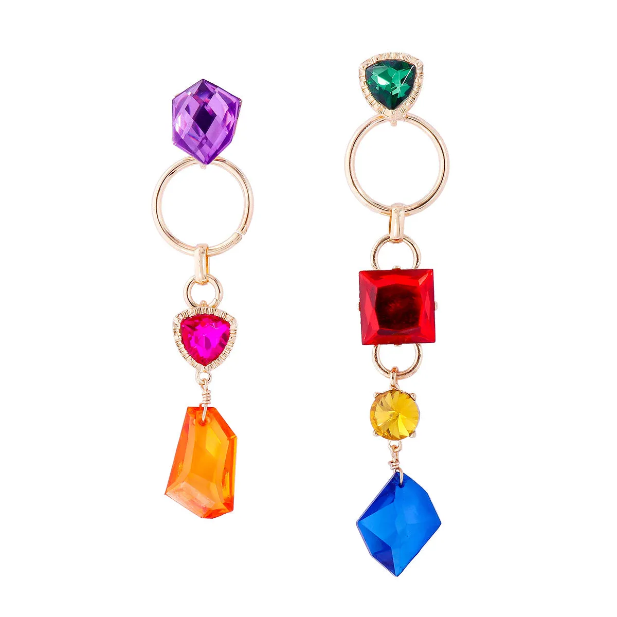 Wholesale of Long Tassel Alloy Glass Earrings