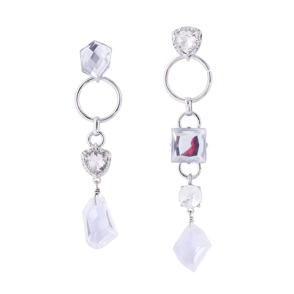 Wholesale of Long Tassel Alloy Glass Earrings
