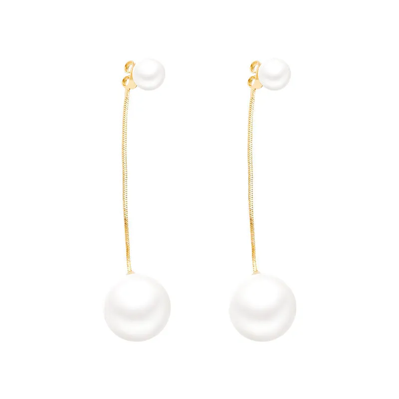 Wholesale of Long Tassel Pearl Alloy Earrings