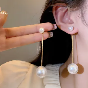 Wholesale of Long Tassel Pearl Alloy Earrings