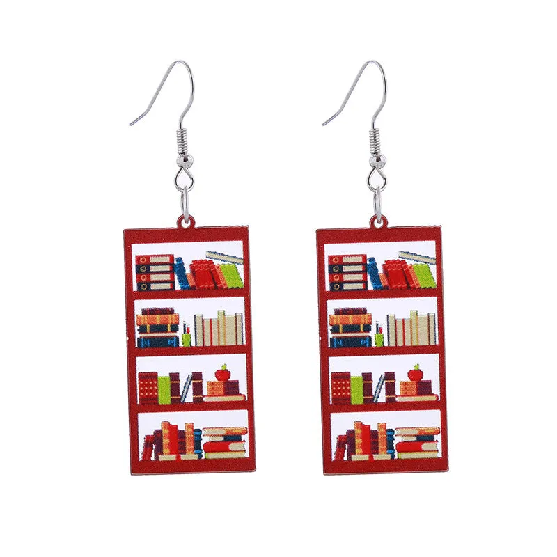 Wholesale of Love Cloud Bookshelf Rabbit Squirrel Book Acrylic Earrings for The Beginning of School Season