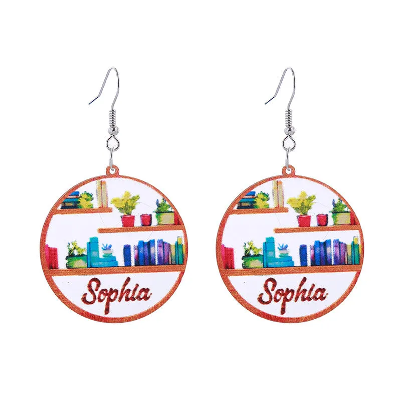 Wholesale of Love Cloud Bookshelf Rabbit Squirrel Book Acrylic Earrings for The Beginning of School Season