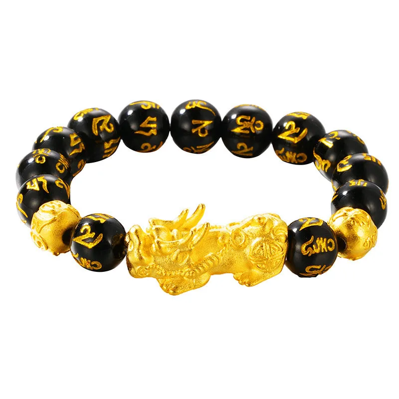Wholesale of Male Obsidian Couples Brave Troops Copper Bracelet