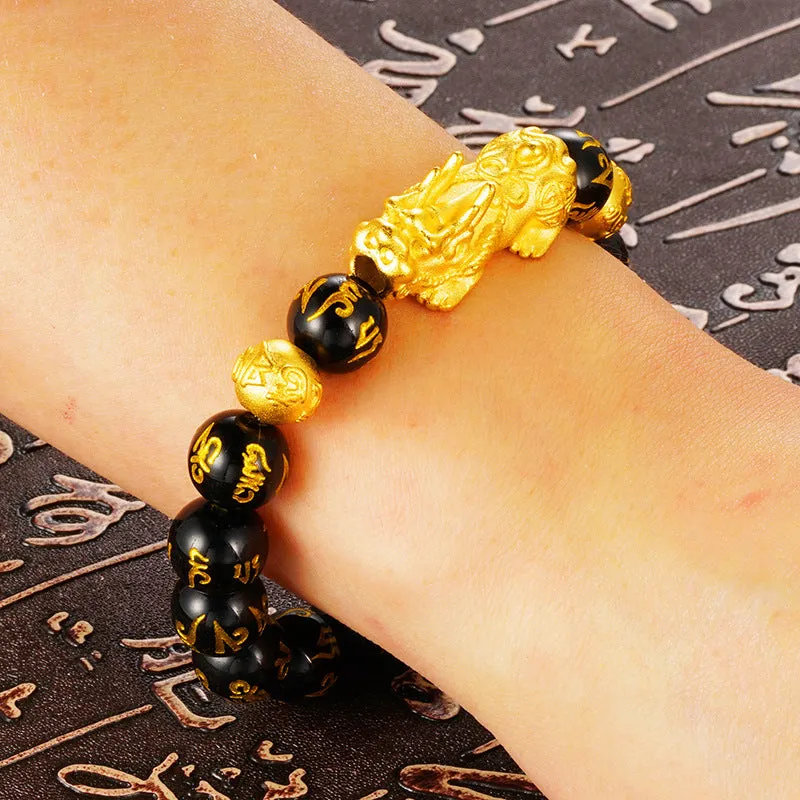 Wholesale of Male Obsidian Couples Brave Troops Copper Bracelet