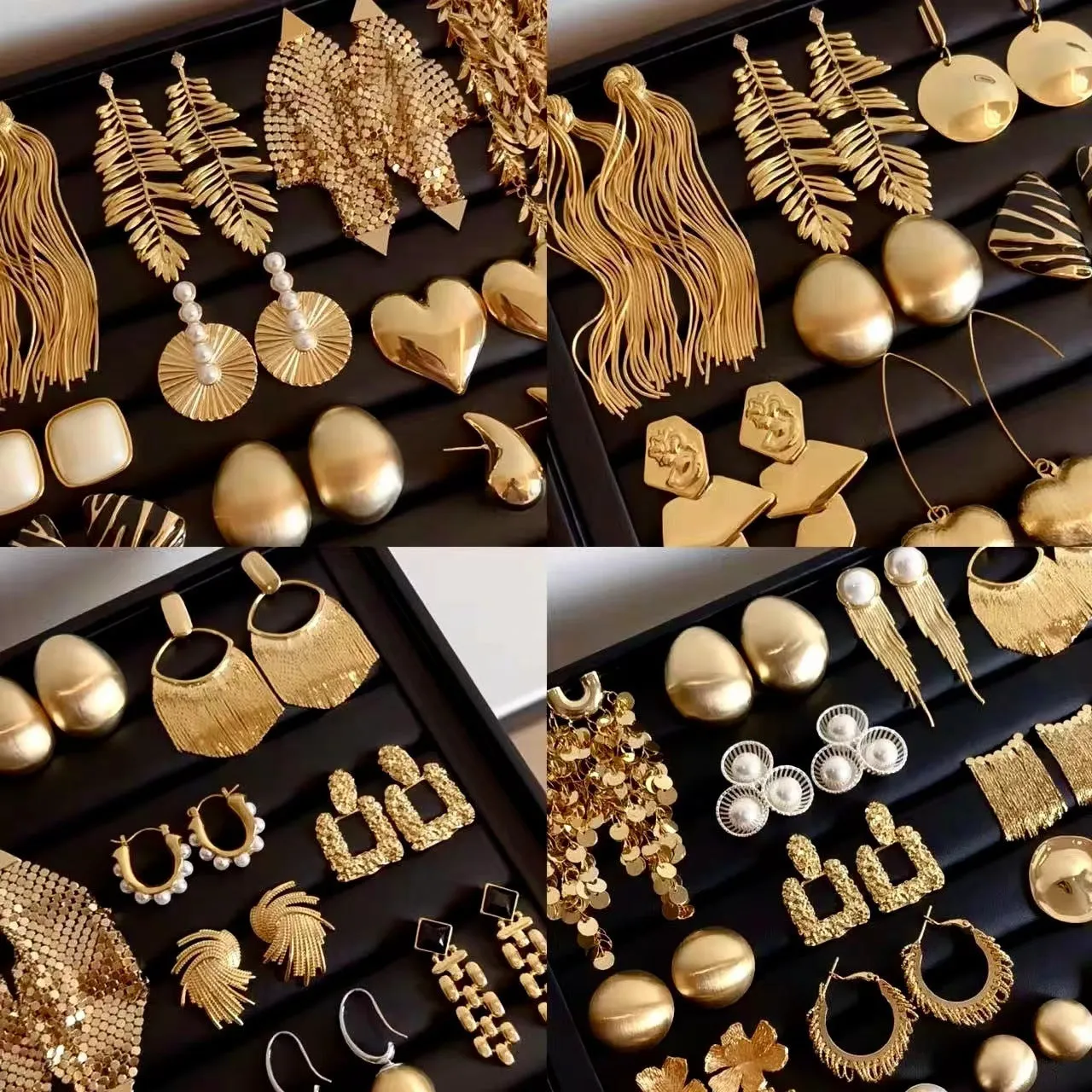 Wholesale of Medieval Round Flower Tassel Metal Earrings