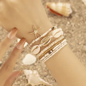 Wholesale of Multi-layer Starfish Shell Rice Bead Bracelets