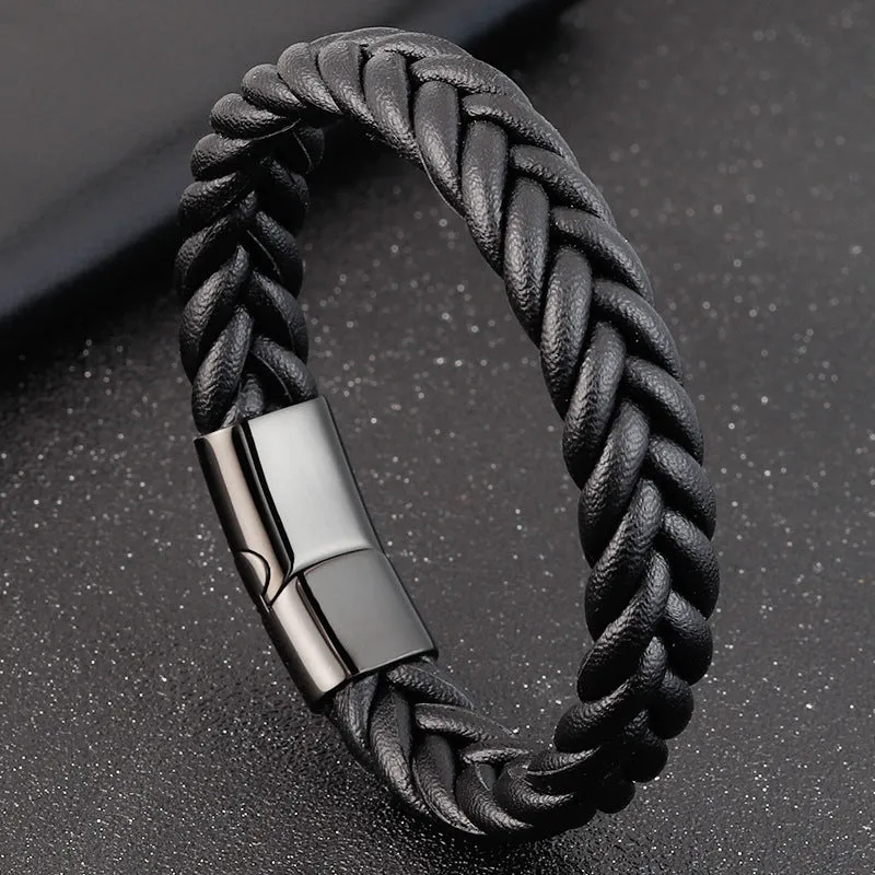 Wholesale of New Multi-layer Woven Punk Alloy Leather Bracelet