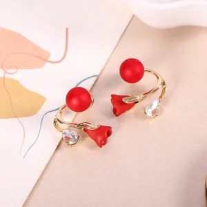 Wholesale of Red Flower Pearl Earrings