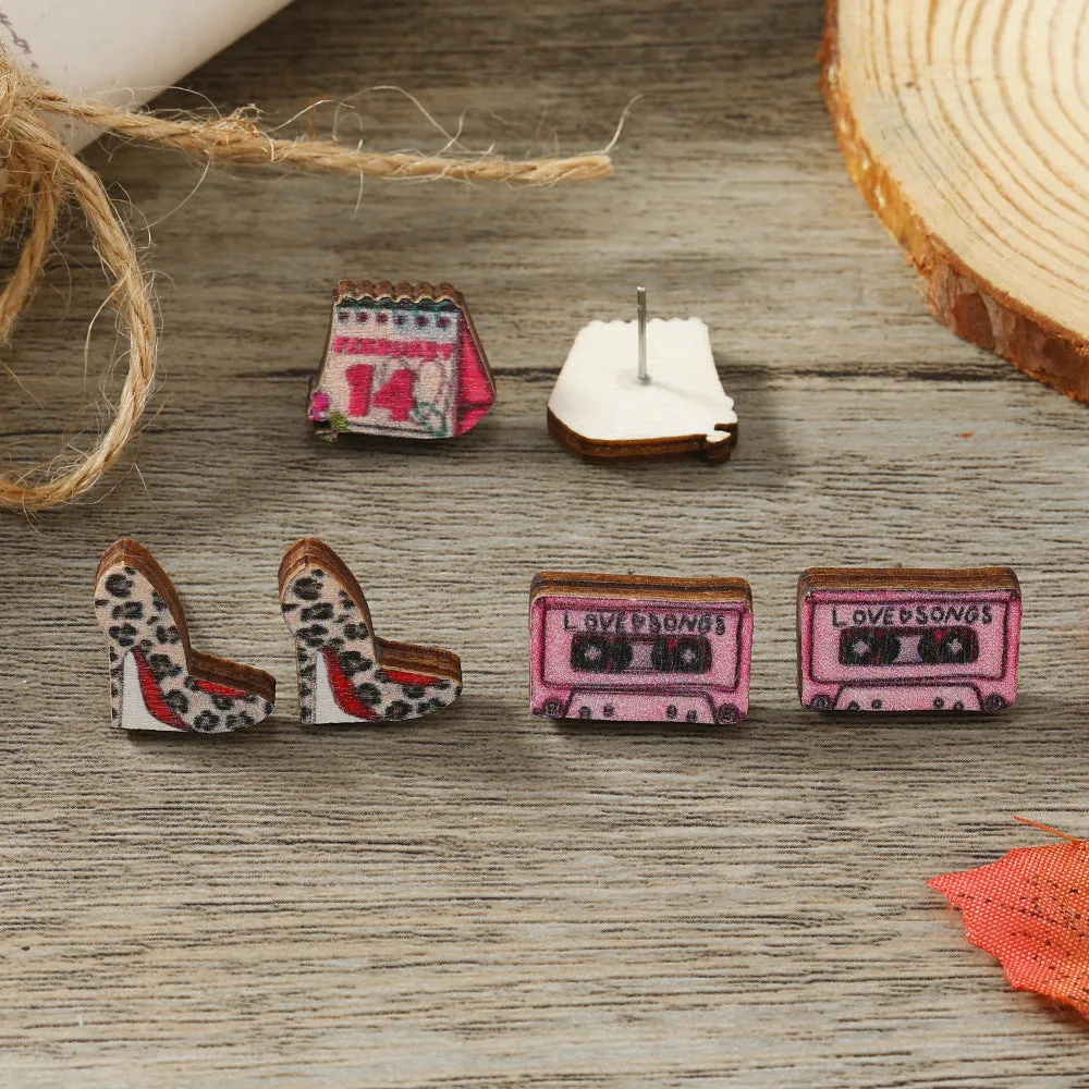 Wholesale of Valentine's Day High Heels, Wooden Earrings