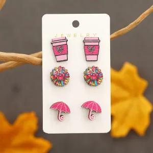 Wholesale of Valentine's Day Water Cups, Umbrellas, Printed Wooden Earrings