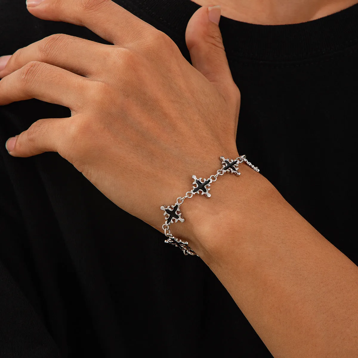 Wholesale Oil dripping cross men's bracelet