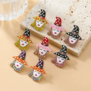 Wholesale Oil Dripping Diamond Hat Earrings