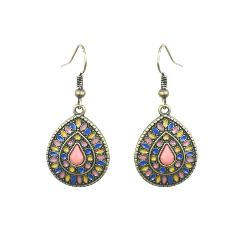 Wholesale Oil Dripping Geometric Boho Earrings