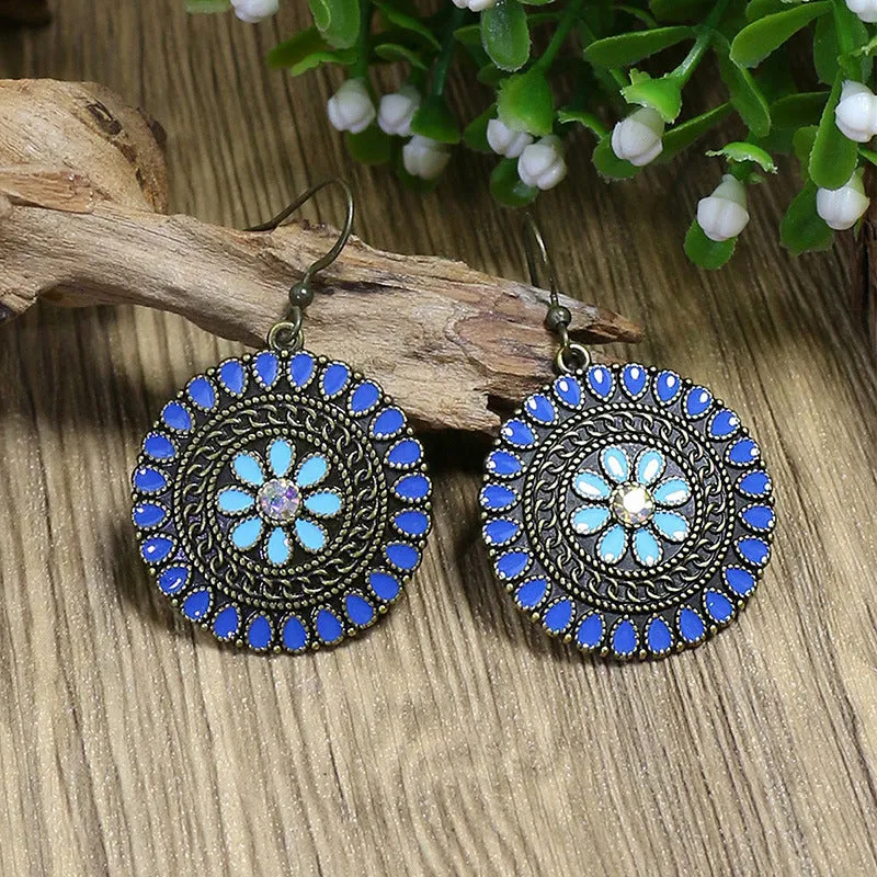 Wholesale Oil Dripping Geometric Boho Earrings