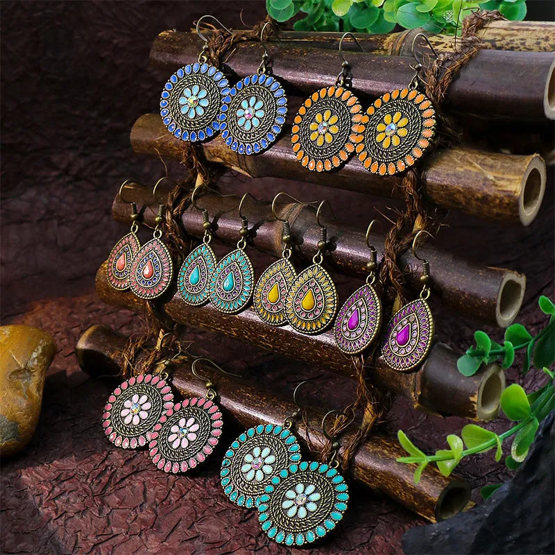 Wholesale Oil Dripping Geometric Boho Earrings