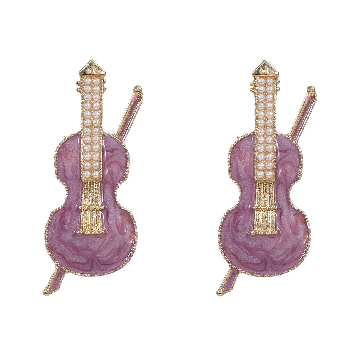 Wholesale Oil Dripping Violin Earrings