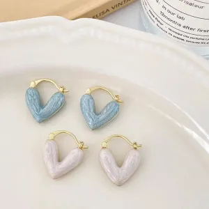 Wholesale Oil Drop Heart Earrings French Heart Shape Earrings