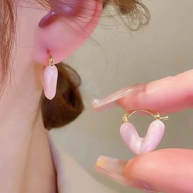 Wholesale Oil Drop Heart Earrings French Heart Shape Earrings