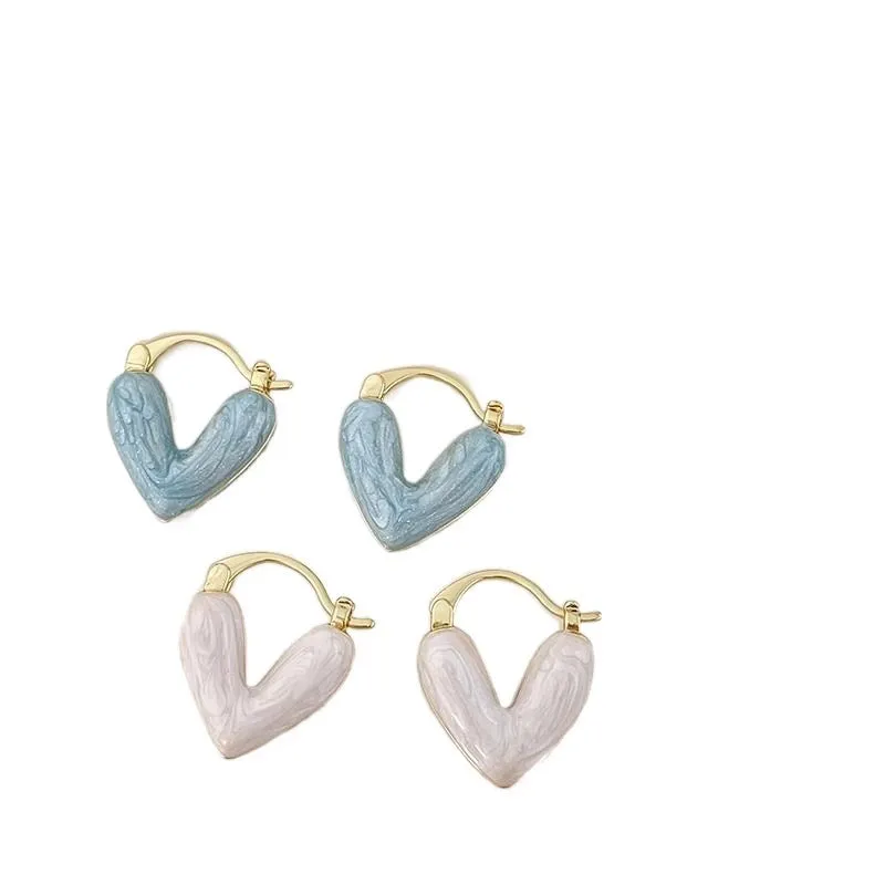 Wholesale Oil Drop Heart Earrings French Heart Shape Earrings