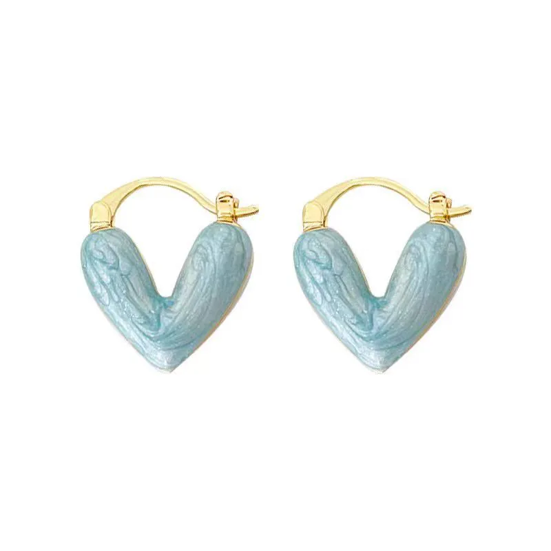 Wholesale Oil Drop Heart Earrings French Heart Shape Earrings