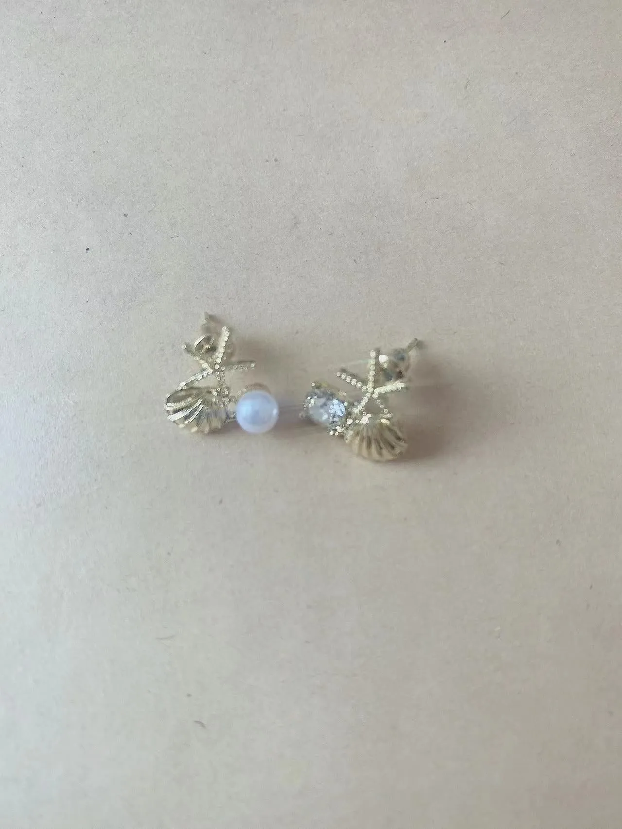 Wholesale Oil Drop Scallop Starfish Imitation Pearl Diamond Earrings