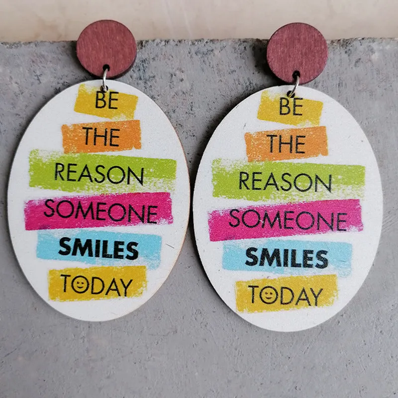 Wholesale Optimistic Inspirational Text Rainbow Nurse Wooden Earrings