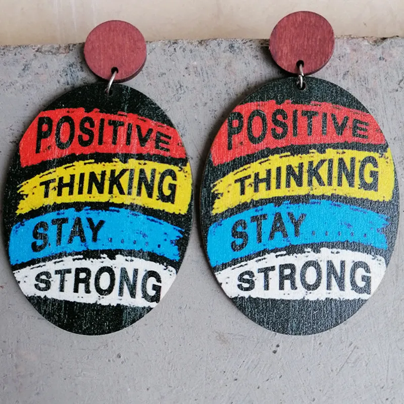 Wholesale Optimistic Inspirational Text Rainbow Nurse Wooden Earrings