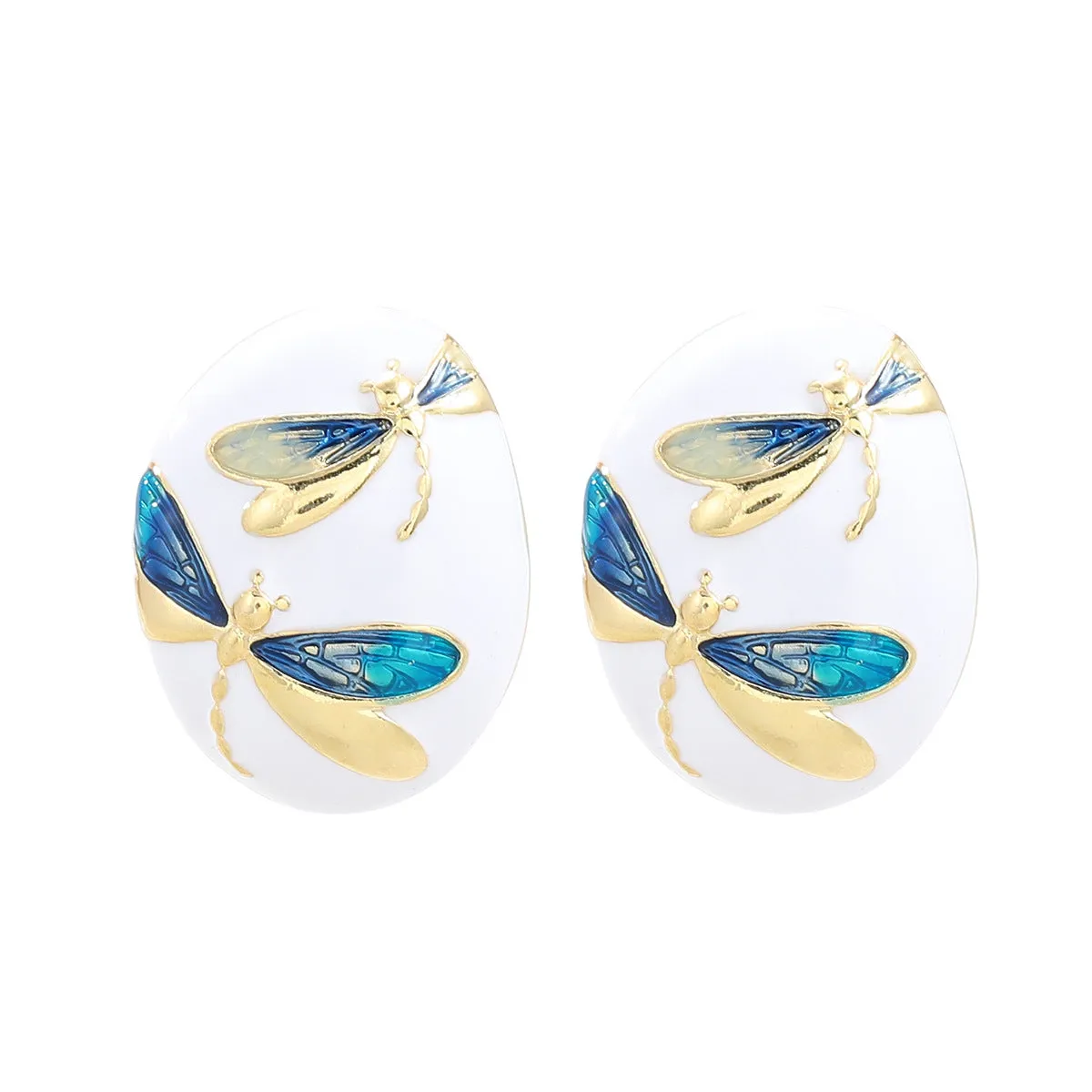 Wholesale Oval Alloy Dripping Butterfly Boho Style Earrings