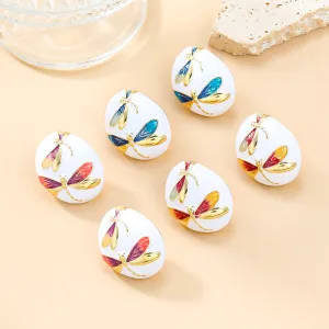 Wholesale Oval Alloy Dripping Butterfly Boho Style Earrings