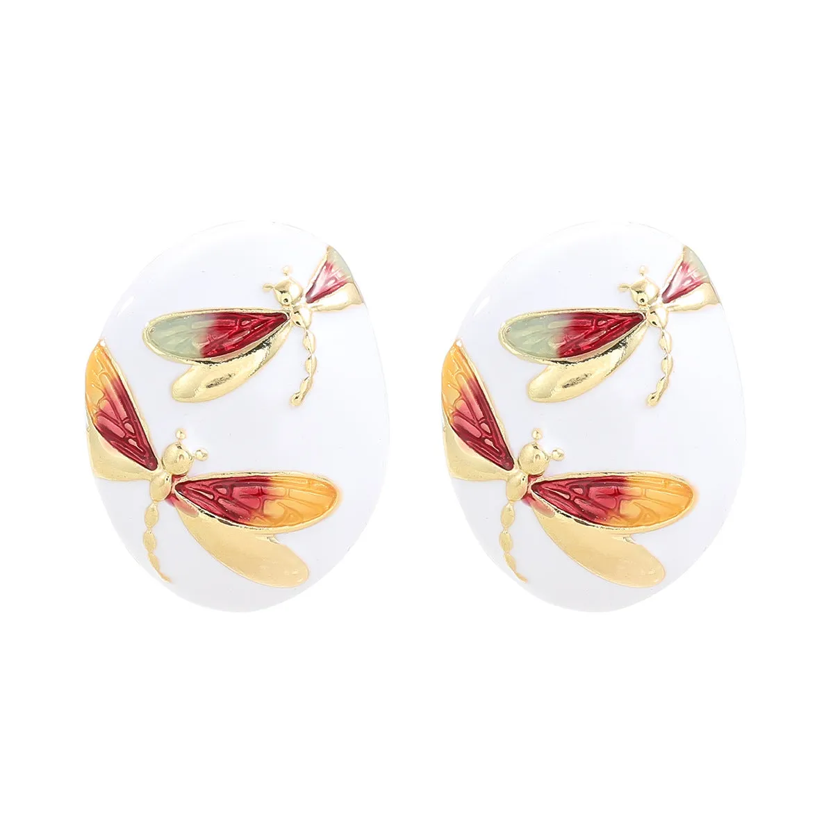 Wholesale Oval Alloy Dripping Butterfly Boho Style Earrings