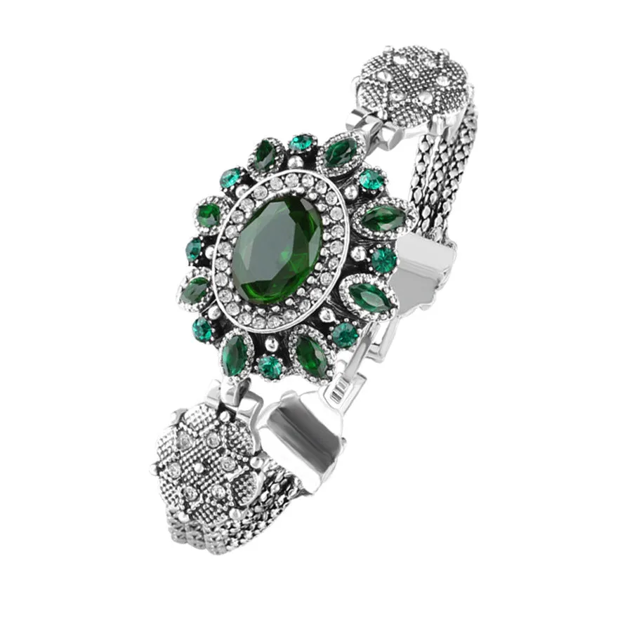 Wholesale Oval Glass Stone Alloy Bracelet